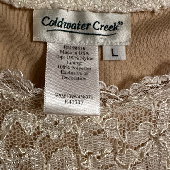 Coldwater Creek Off-White Lace Camisole Tank, Size L - Picture 3 of 6